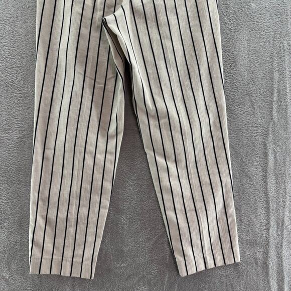 Peserico Pants Women EU38 Ivory Brown Pinstriped Cotton Trouser Leg High Rise - Picture 9 of 16